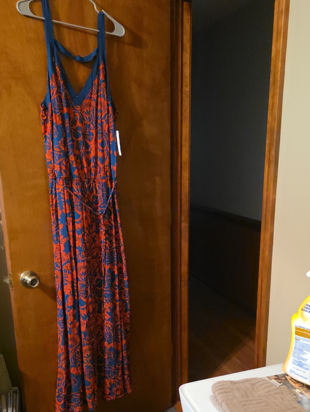 JustFab Blue and Orange Floral Maxi Dress